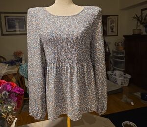 URBAN Romantics Floral Blouse in Blue and Pink